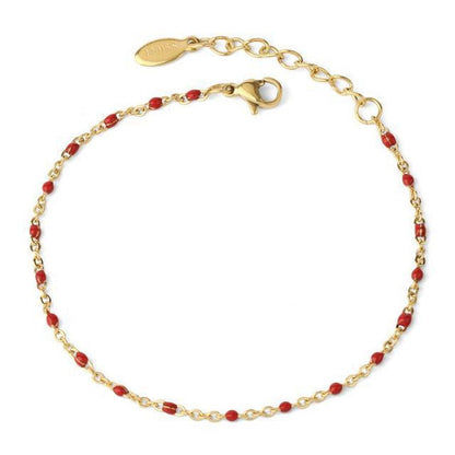 Bracelet perlé avec chaînette, vue de dessus