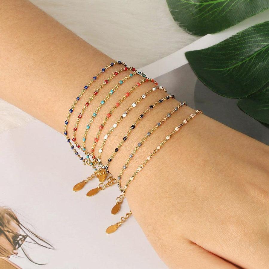 Bracelet en mini perles multicolores avec chaînette d'extension