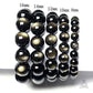 Vue latérale du bracelet en obsidienne noire dorée