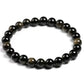 Bracelet élastique en obsidienne, perles de différentes tailles