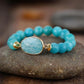 Détail des perles d'Amazonite avec lumière naturelle