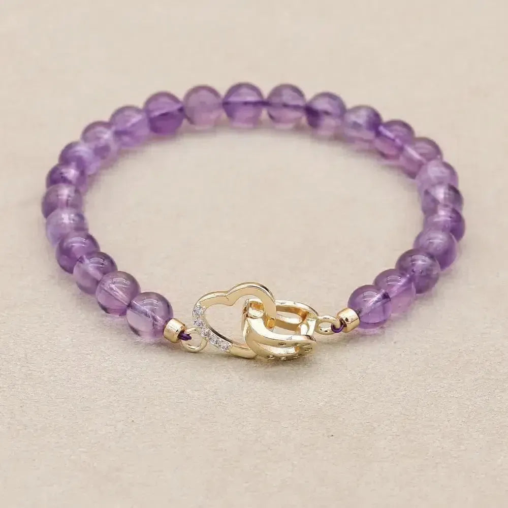 Bracelet en perles naturelles, fermoir en forme de cœur