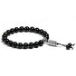 Vue latérale du bracelet obsidienne noire et symbole Om