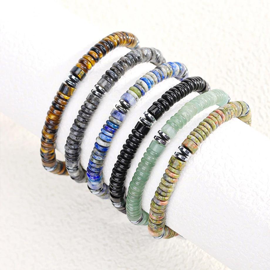 Bracelet en hématite avec fermoir en perle cylindrique
