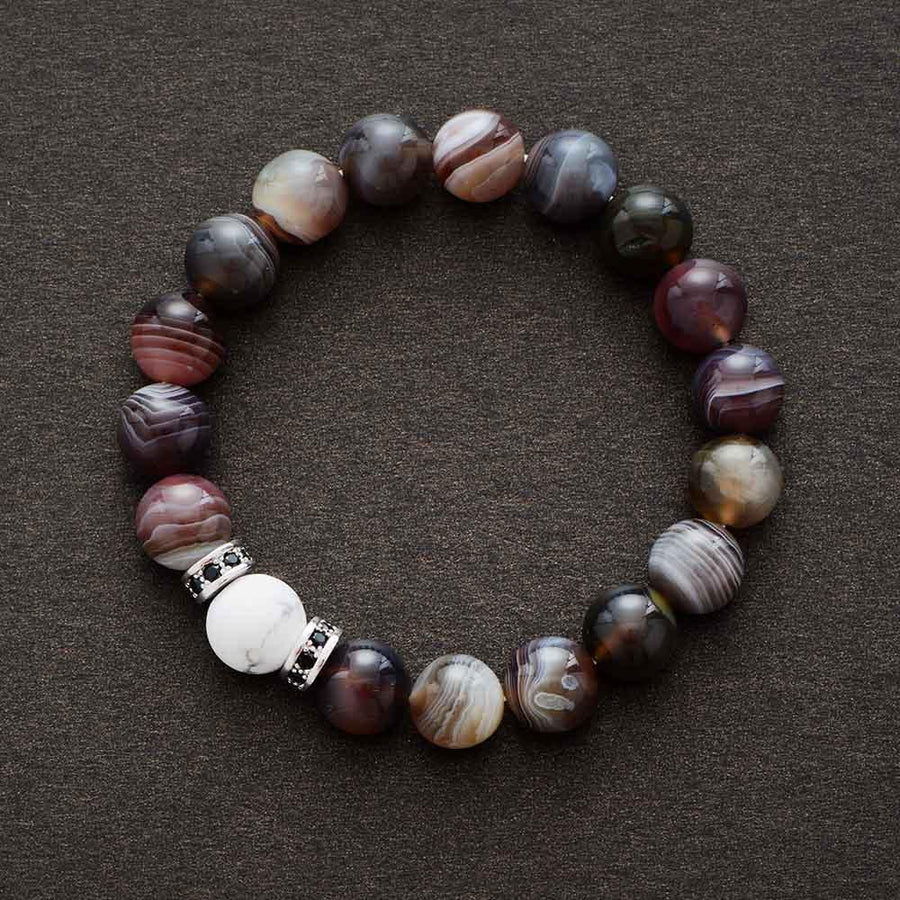 Bracelet fait main avec perles d'Agate et Howlite, vue complète
