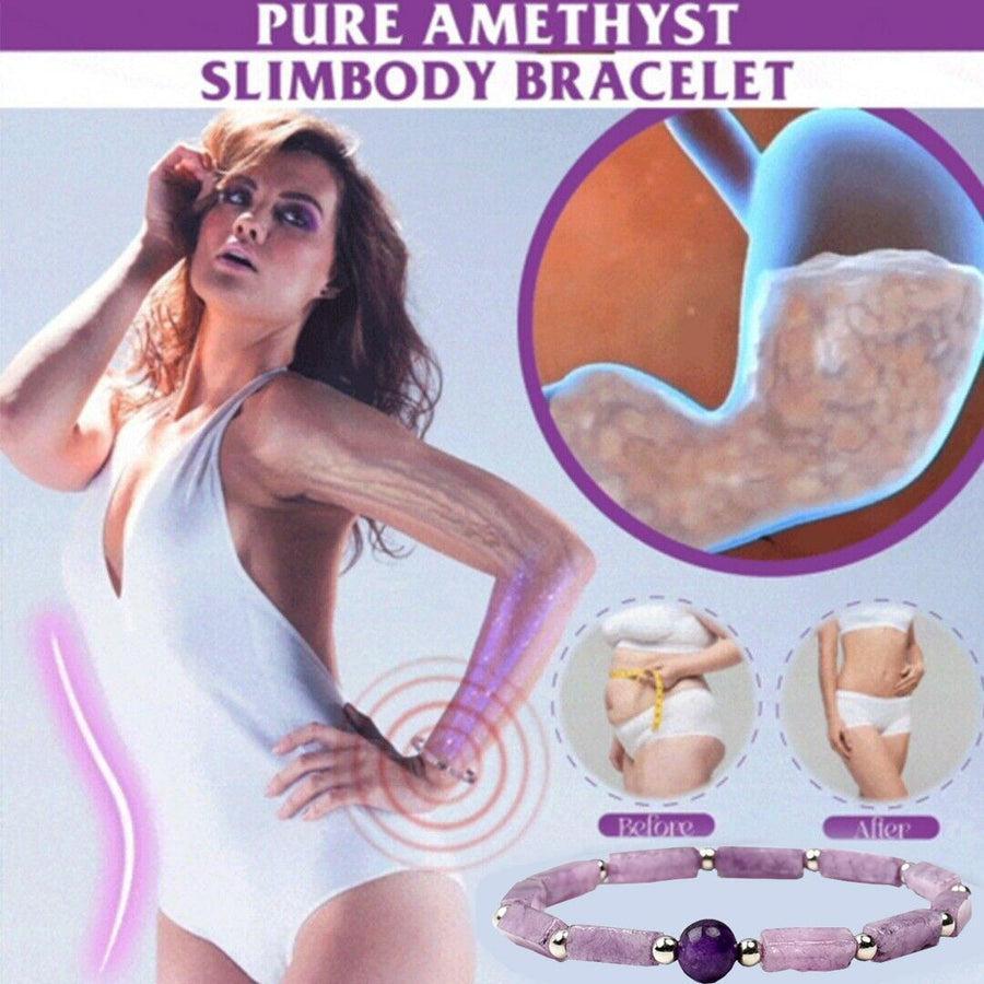 Détail des perles argentées intercalées sur le bracelet améthyste