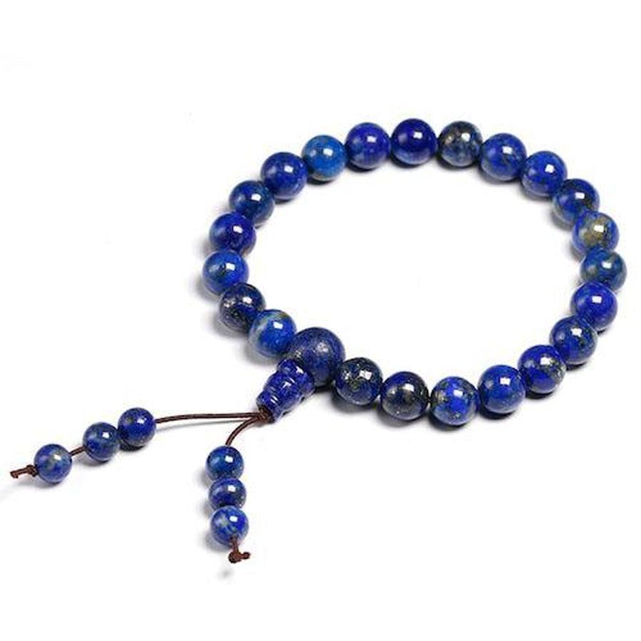 Bracelet en Lapis Lazuli, perles et cordon en gros plan