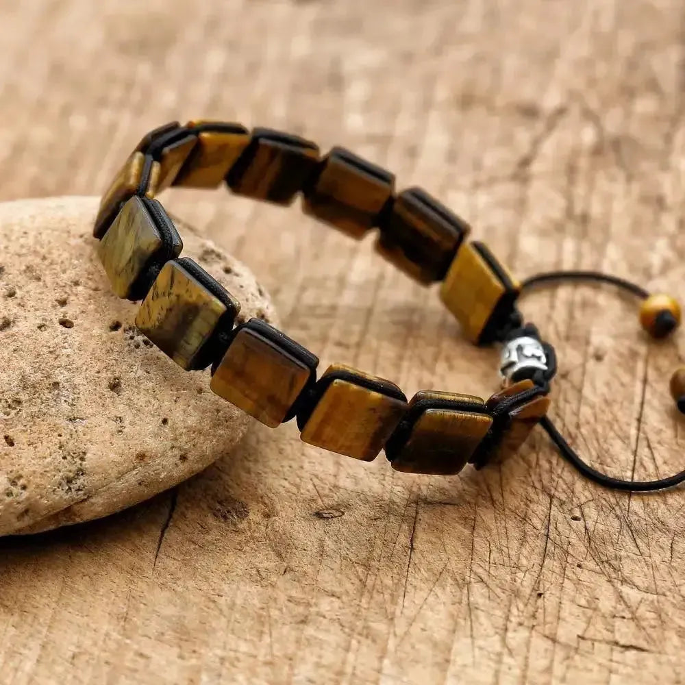 Bracelet en Œil de tigre avec ombre douce