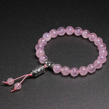 Ensemble du bracelet en quartz rose et perle Om