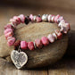 Bracelet élégant en rhodonite avec symbole arbre de vie