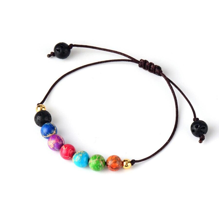 Bracelet ajustable avec perles colorées pour chaque chakra