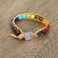 Bracelet 7 chakras avec perles colorées et cuir