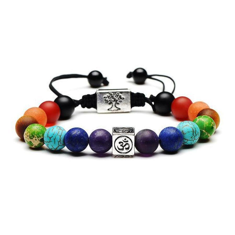 Bracelet ajustable avec pierres de 8 mm et cube décoratif