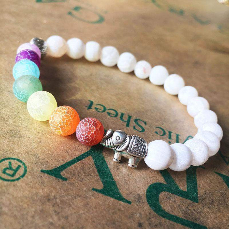 Bracelet en cristal avec pierres des 7 chakras colorées