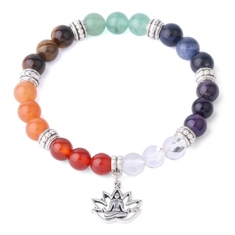 Bracelet avec pierres naturelles et charme Fleur de Lotus