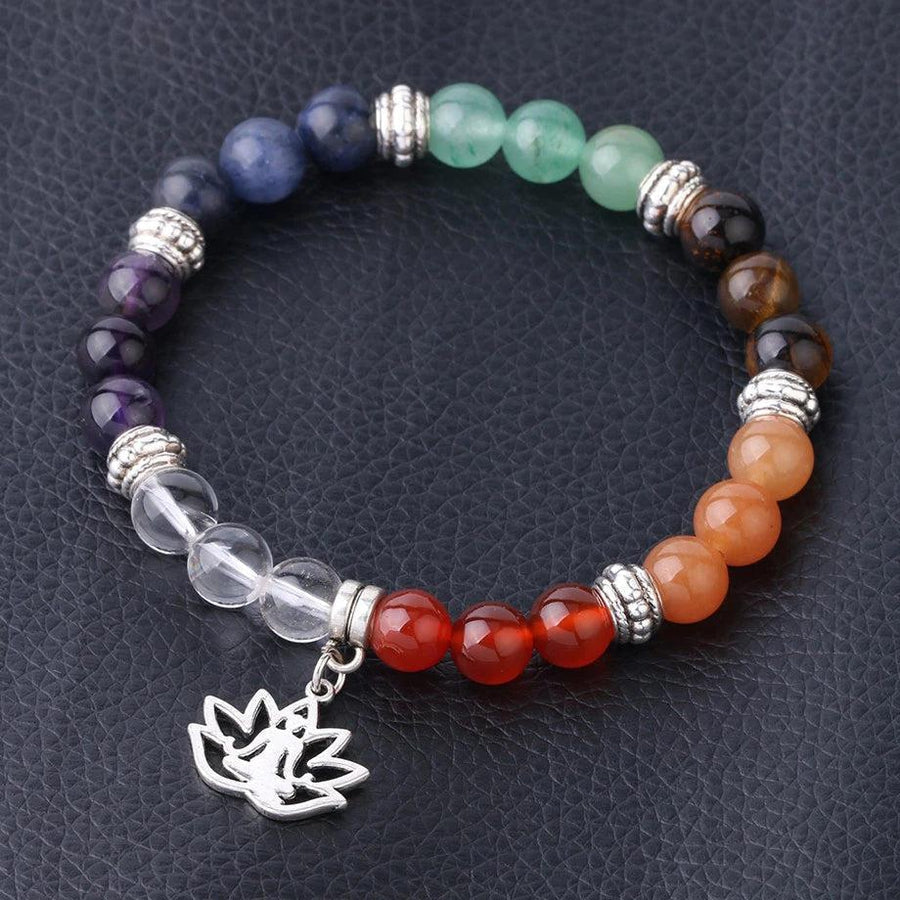 Vue d'ensemble du bracelet en pierres et Lotus