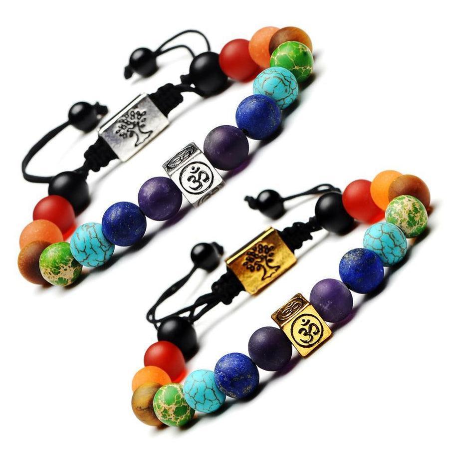 Vue d'ensemble du bracelet avec pierres et cordon noir