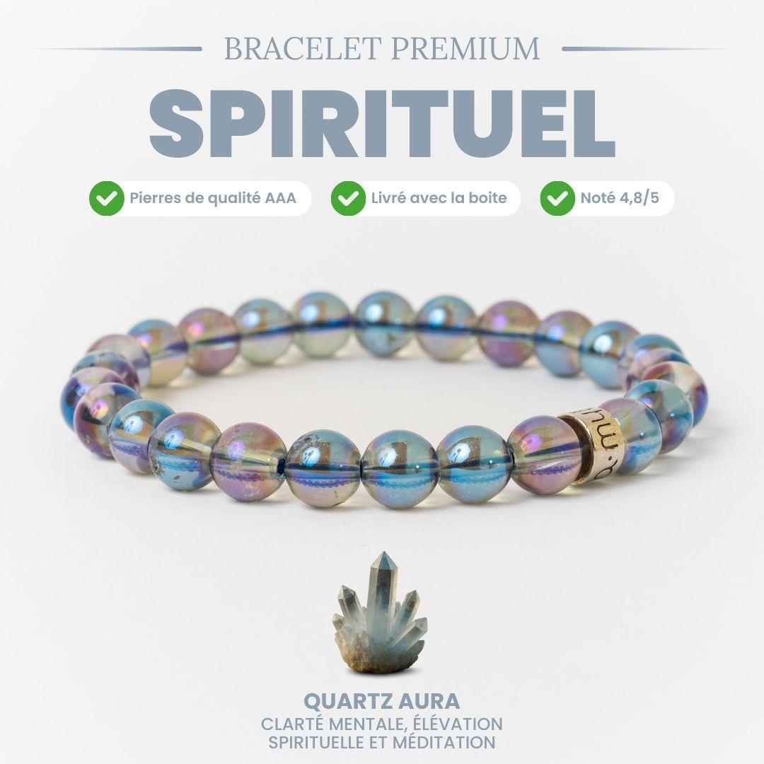 Bracelet en Quartz Aura avec perles de 8 mm et argent 925