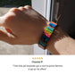 Bracelet en jaspe multicolore sur fond blanc, vue de face