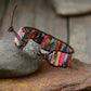 Bracelet en cuir avec pierres de Jaspe multicolores