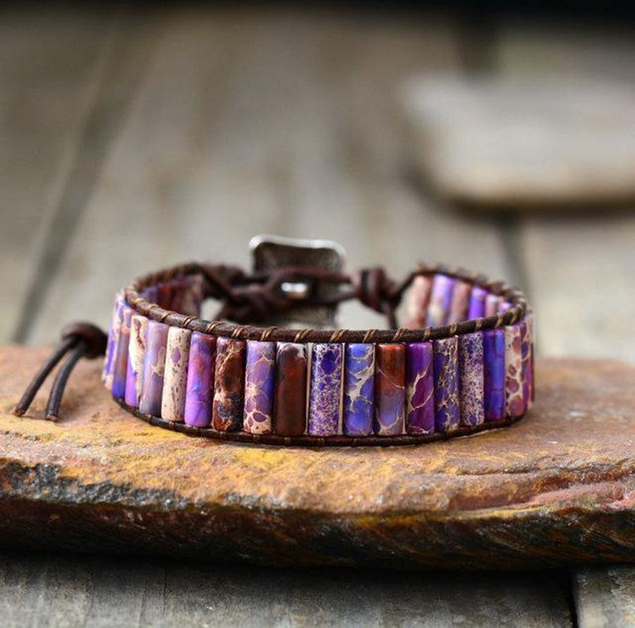 Fermoir du bracelet en cuir avec pierres naturelles