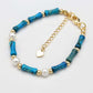 Bracelet avec perles blanches et jaspe bleu marbré