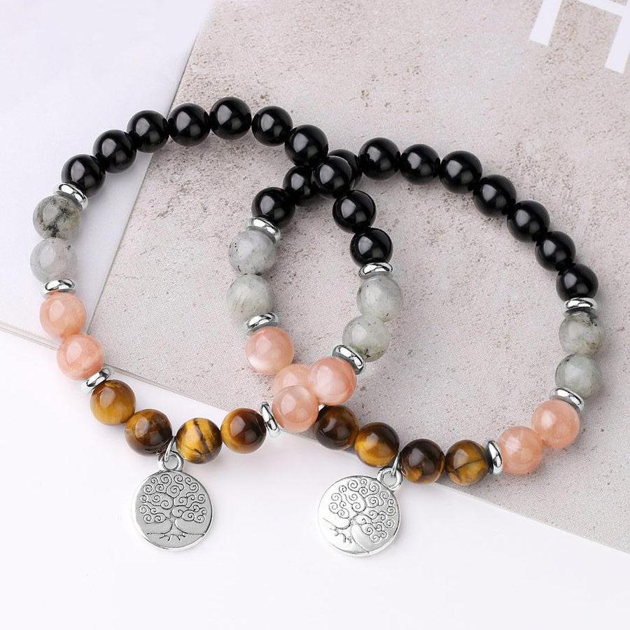 Bracelet extensible en pierres avec motifs distincts