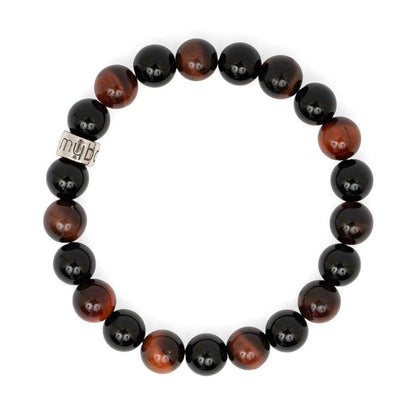Détail des pierres naturelles et de la perle en argent du bracelet