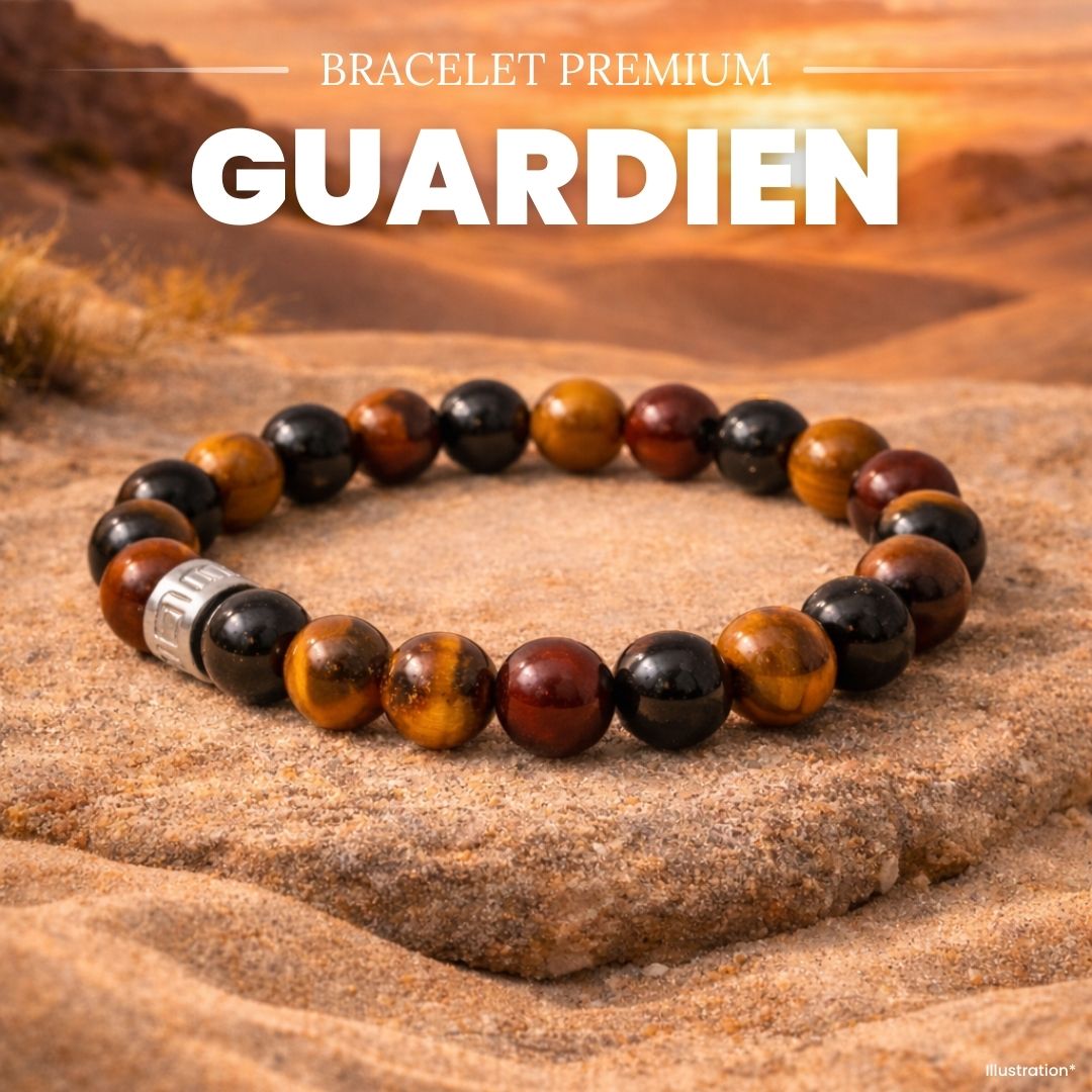 Bracelet de protection avec pierres naturelles sur fond neutre
