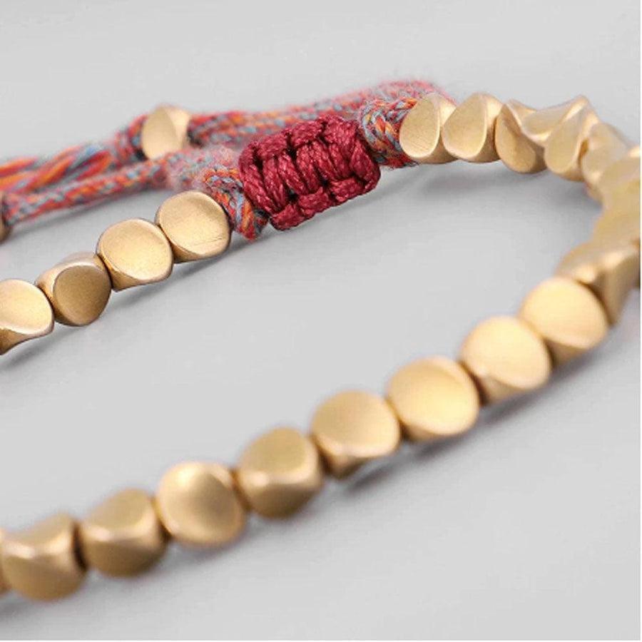 Bracelet en cuivre avec cordon beige