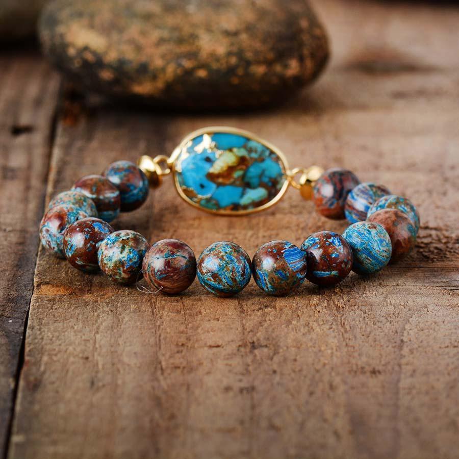 Bracelet en jaspe avec perles sur support extensible