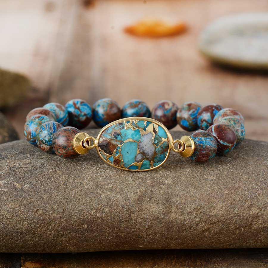 Vue d'ensemble du bracelet jaspe sur fond neutre