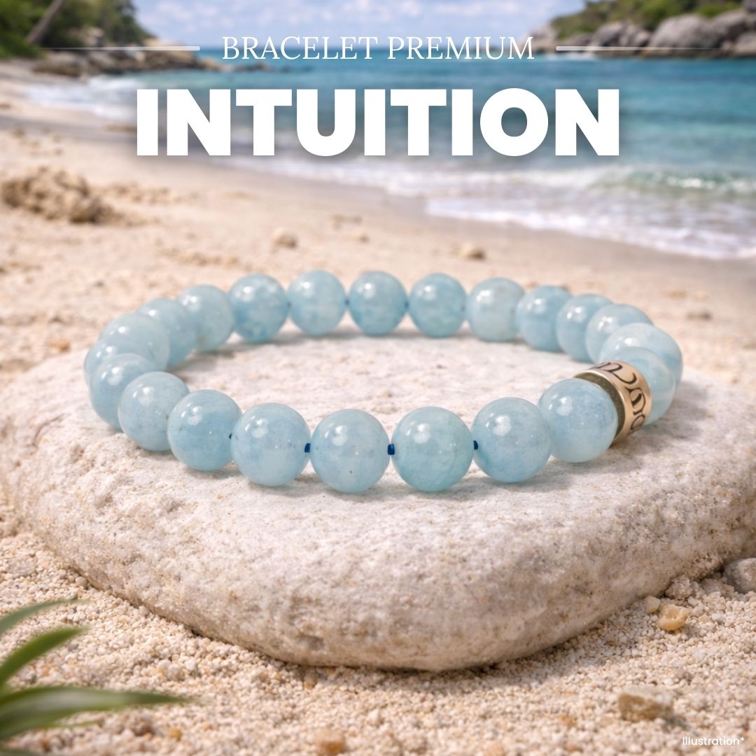 Bracelet en aigue-marine avec perle cylindrique en argent
