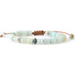Bracelet en amazonite et cuir tissé, vue de côté