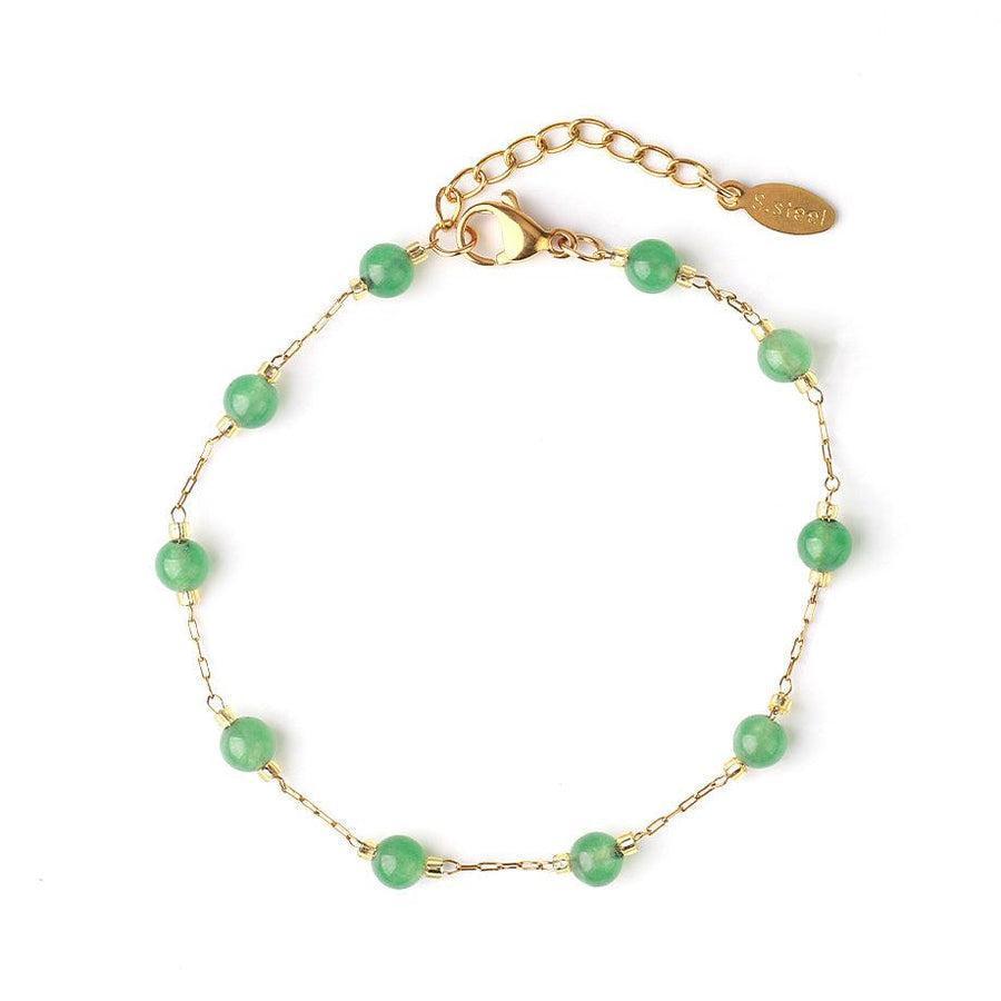 Bracelet avec perles de quartz rose et aventurine verte