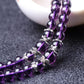 Bracelet Mala en améthyste avec pendentif cristal de roche