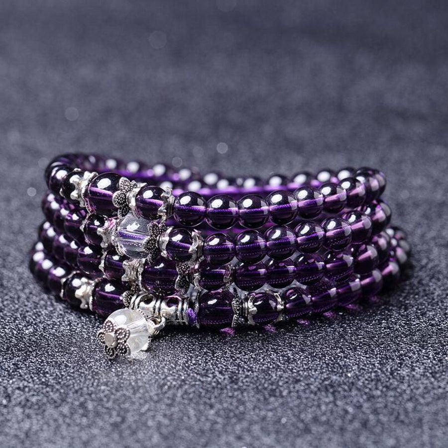 Bracelet de méditation en améthyste et cristal de roche