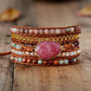 Pierre centrale de Rhodonite sur bracelet ajustable