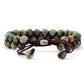 Bracelet manchette en macramé avec pierres vertes et marron
