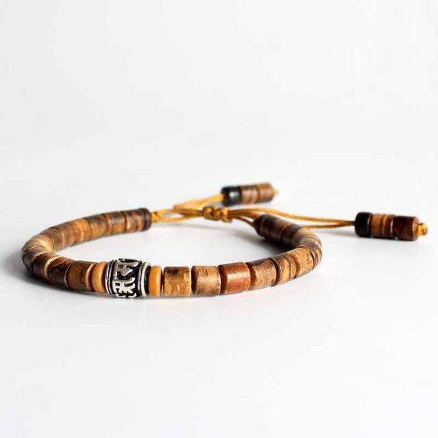 Bracelet unisexe en bois d'olivier et cuivre blanc