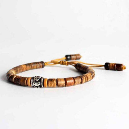 Bracelet unisexe en bois d'olivier et cuivre blanc