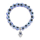 Bracelet élastique avec symboles de protection et perles bleues