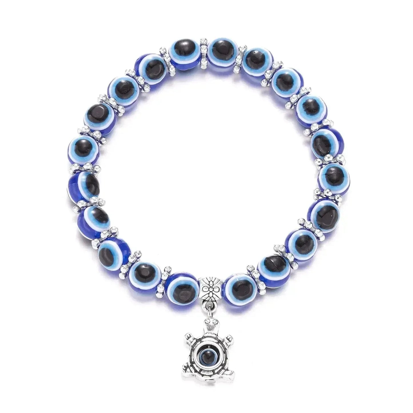 Mauvais œil en perles bleues sur bracelet élégant