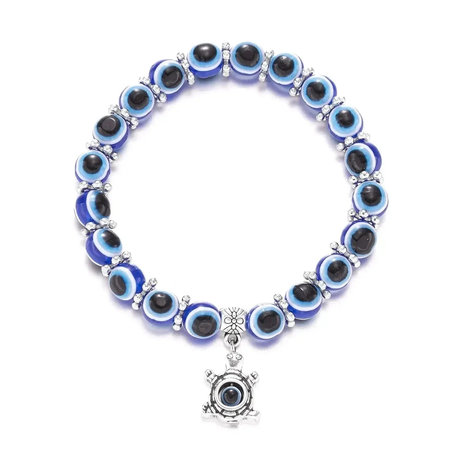 Mauvais œil en perles bleues sur bracelet élégant