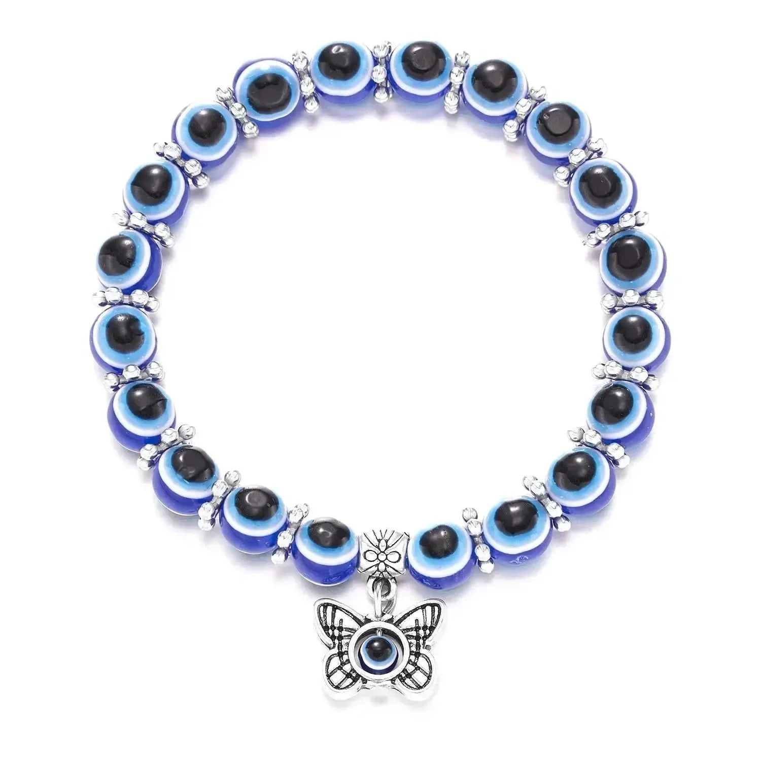 Bracelet porte-bonheur avec détails en alliage argenté