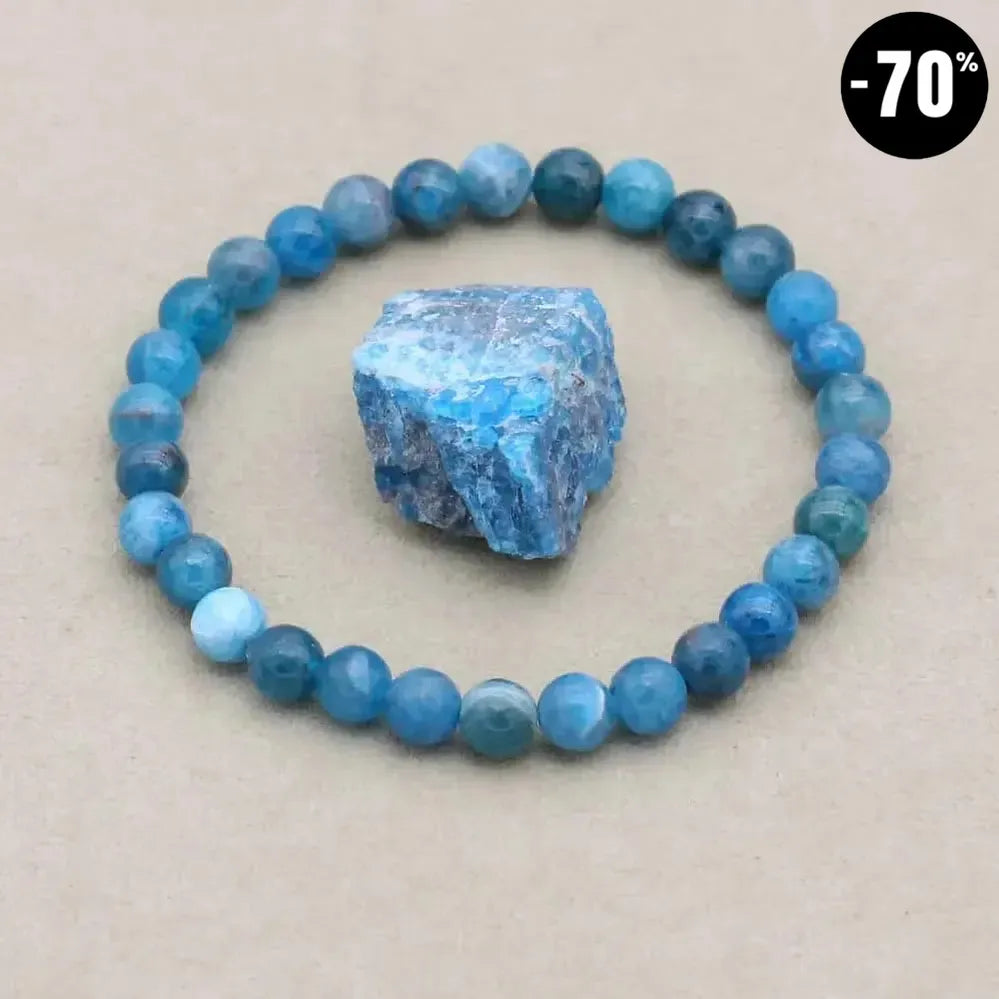 Bracelet Apatite bleue, perles rondes, élégance discrète