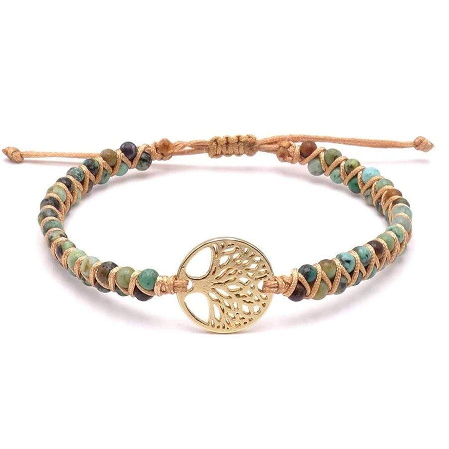 Bracelet en jaspe africain et arbre de vie en extérieur