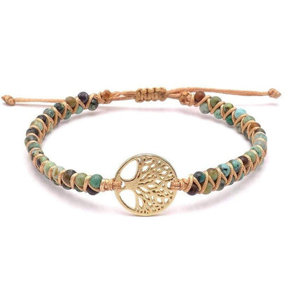 Bracelet en jaspe africain et arbre de vie en extérieur