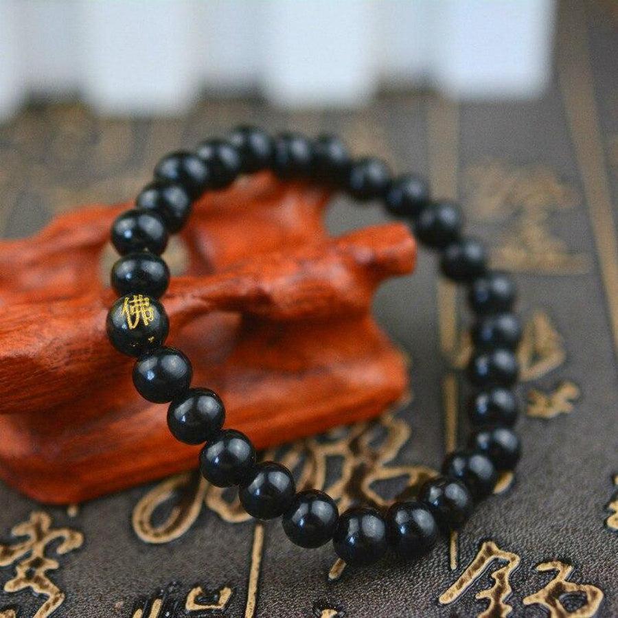 Bracelet Nenju vert avec perles de 8 mm en bois de santal