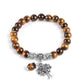 Bracelet en Œil de tigre brun avec pendentif Arbre de vie